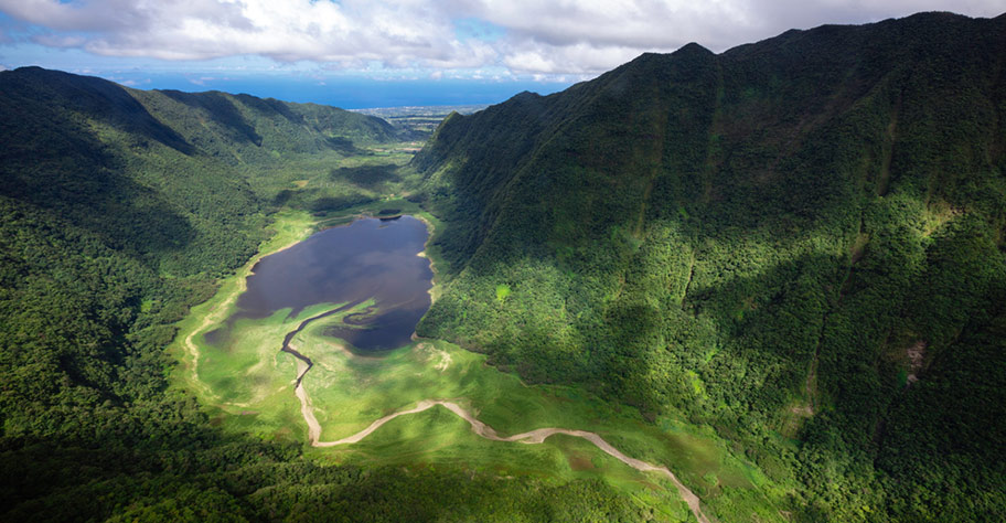 Traumhafte Bergwelt von La Réunion Grün bewachsene Berge La Réunion